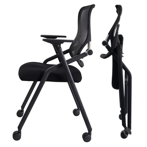 BROBRIYO Pro, Stackable & Foldable Conference Room Chairs with 2X Thick Cushion, Black, 1 Pack