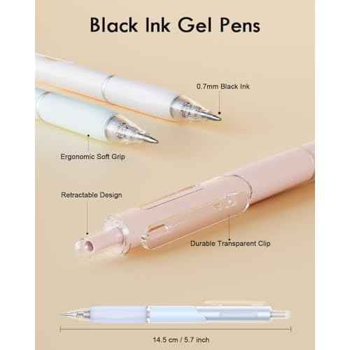 Gel Pens, 6 Pcs 0.7mm Quick Dry Black Ink Pen, Cute Ergonomic Fine Point Smooth Writing Pens, Back to School Office Supplies Fun Aesthetic Pastel Journaling Pen Gifts for Girl Student Women