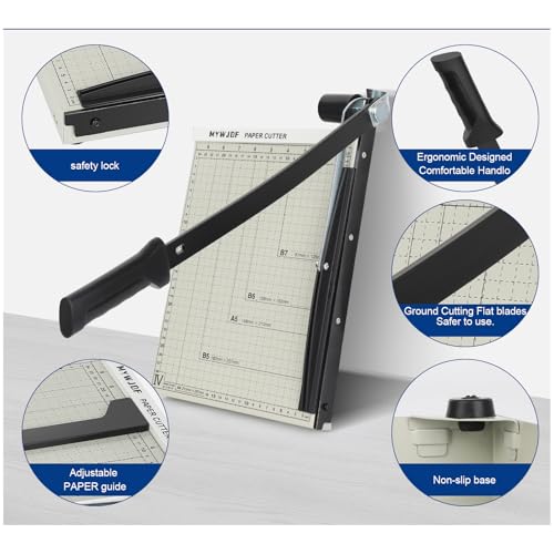 12 Inch Heavy Duty Guillotine Paper Cutter with Magnetic Guide & Safety Lock