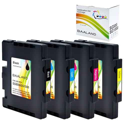 Compatible Sawgrass SG500 Sublimation Ink Replacement for Sawgrass SG500 SG1000 Sublimation Printer Ink, High Capacity, Upgraded Chip, No AB Serial Number (SG500/SG1000 BK/C/M/Y 4-Pack)