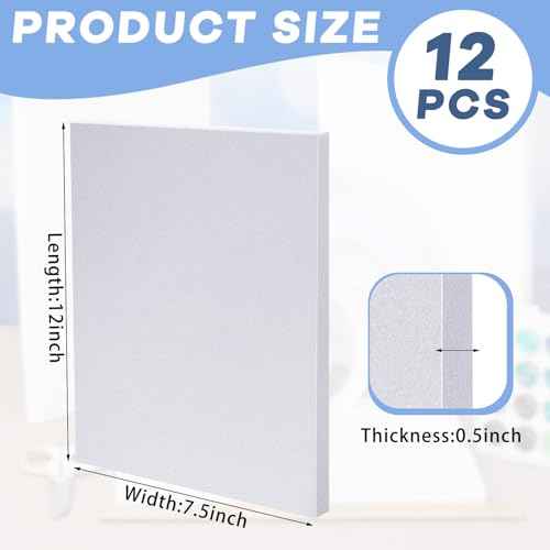 Frienda 12 Pcs Foam Board Bulk 12" x 7.5" x 1/2" Xps Foam Sheet Panel for DIY Crafts Sculpture Modeling Floral Arrangements School Home Office Art (White)