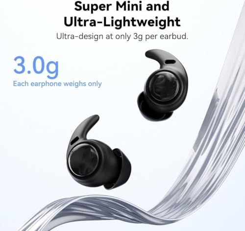 Yworlln Black NE76 Sleep Earbuds with Bluetooth 6.0 & Real-Time AI Translation