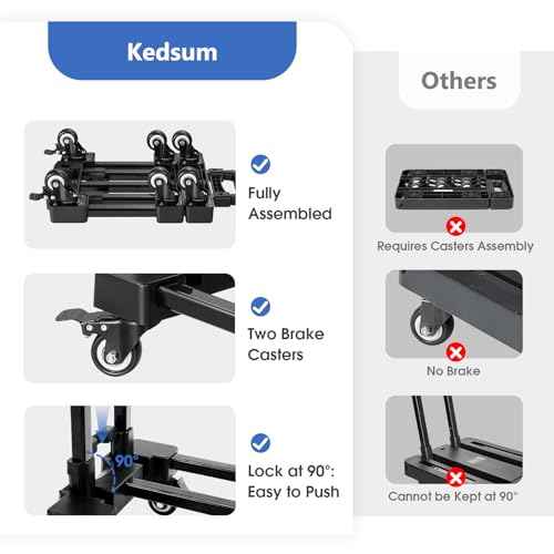 KEDSUM 90&150¡Æ Folding Hand Truck, 500lbs Heavy Duty Dolly Cart, Portable Luggage Cart with 6 Solid Construction Wheels, Collapsible Foldable Hand Cart for Shopping, Travel, Moving and Office Use