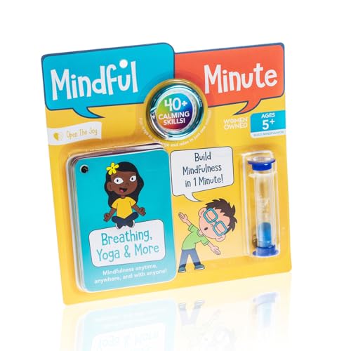 Kids Mindfulness Card Set with Sand Timer & Carrying Ring - Stress Relief & Emotional Regulation