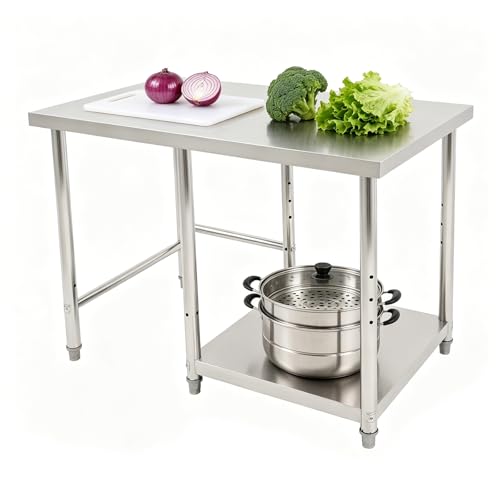 Stainless Steel 40x24 Inch Work Table with Under Shelf – Heavy Duty Commercial Kitchen Prep Table