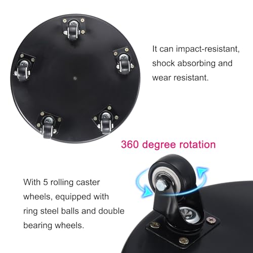 PATIKIL Low Rolling Stool Chair - PU Leather Universal Wheel Seat for Home Office Fitness - Round Roller Stool (Black)