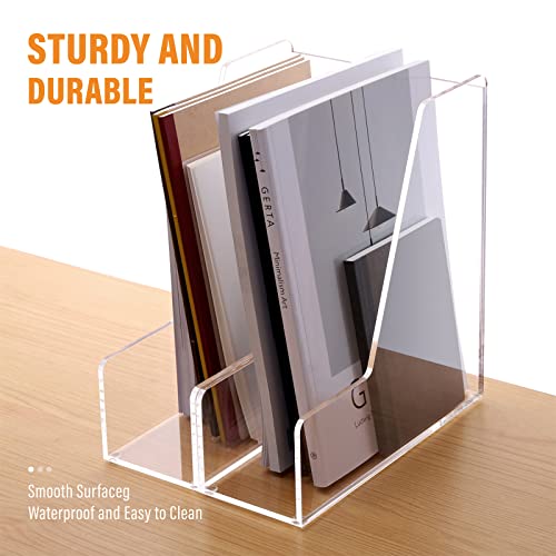 SANRUI Acrylic Magazine File Holders, Classroom Organization and Storage, Clear Bookend File Sorter, Desktop File Organizer 2-Pack