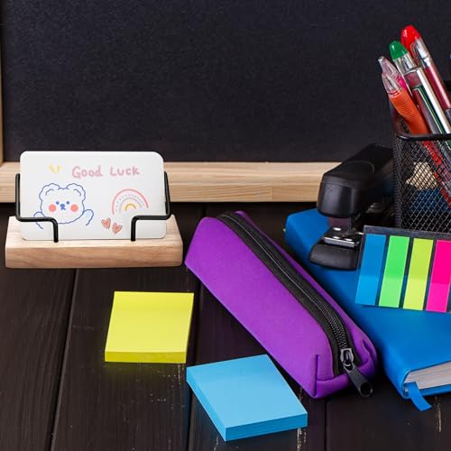 Amyhill 2-Piece Wooden Business Card Holder Set - Light Wood & Black, Style 1