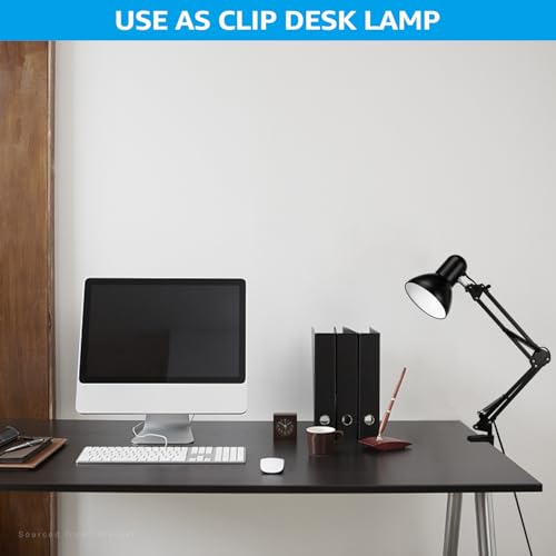 TORCHSTAR Black Metal Desk Lamp with Adjustable Swing Arm - E26 Compatible, 1 Unit