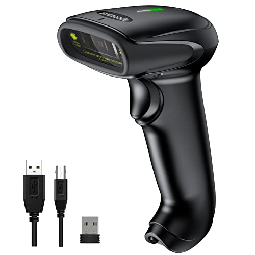 Wireless Barcode Scanner Symcode 1D 2-in-1 Handheld Laser with 400m Range
