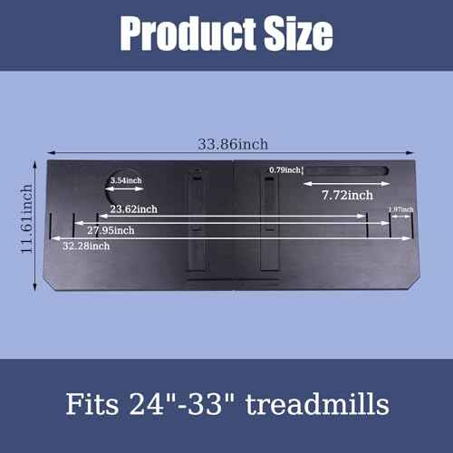 Bamboo Treadmill Desk Attachment, Adjustable Ergonomic Notebook Mount Stand for Treadmills with Locking Straps, Universal Fit for Treadmills Within 33"(Black)