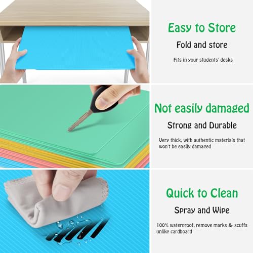 24 Pack Desk Privacy Panel Desk Divider - Pastel Colorful Testing Dividers for Classroom Supplies- Easy Clean Privacy Shields for Student Testing Desk dividers- Includes Extra Labels