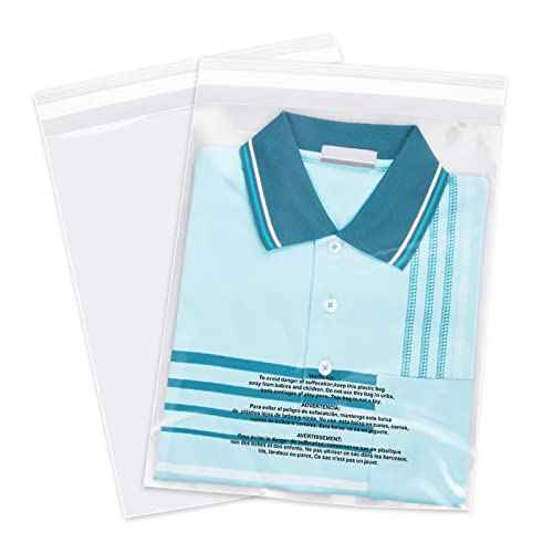 9" x 12" (1000 Count) - Clear Poly Bags with Suffocation Warning Self Seal for Packaging, Shirts, Clothing & FBA - Permanent Adhesive