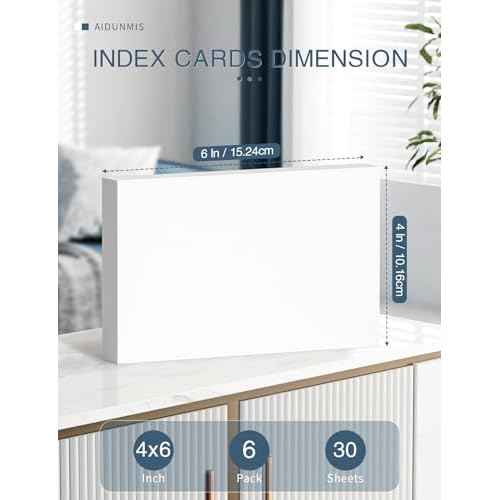 4x6 Note Cards Blank Index Cards, 180 Counts 4 x 6 Index Cards, 4x6 Notecards No Lines for Studying School, Blank on Both Sides, White Note Cards Bulk, 6 Pack of 30 Sheets