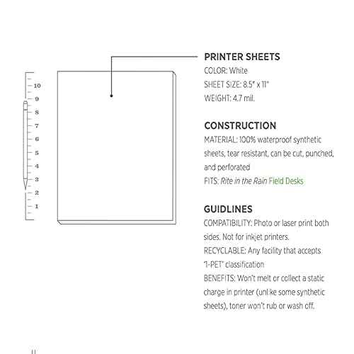 Rite in the Rain Waterproof (DURACOPY) Copier Paper, 8.5" x 11", White, 100 Sheet Pack (No. 6511)