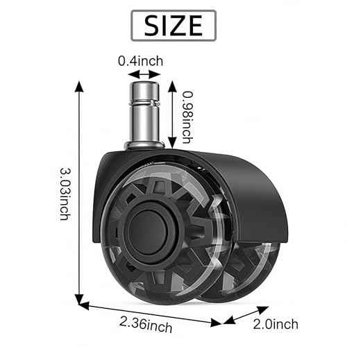 2" Replacement Wheels for Office Chair, Set of 10 Universal Size 11x22mm Roller Blade Wheels for Computer Gaming Chair, Carpet & Hardwood Floors, Quiet Heavy-Duty Smooth (Black)