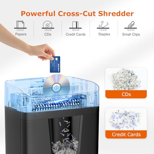 Bonsaii 12-Sheet Cross Cut Heavy Duty Paper Shredder - Black, 12CC Model
