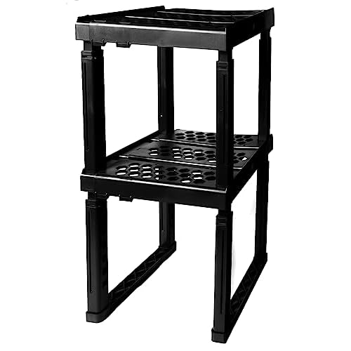 Locker Organizer Shelf£¬ Adjustable Width and Height, Ideal Locker for School, Office, and Gym Lockers (Black 2 Pack), PLKSLF01