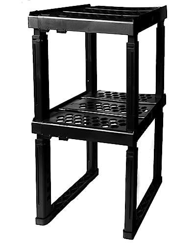 Piffny Adjustable Locker Organizer Shelf Black 2 Pack for School, Office, Gym