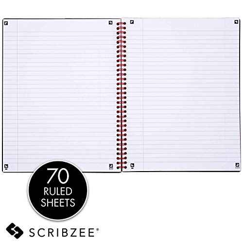 Black n' Red Notebooks, Twin Wire, Poly Cover, 11-3/4¡± x 8-1/4¡±, Large, 70 Ruled Sheets, 2-Pack (73399)