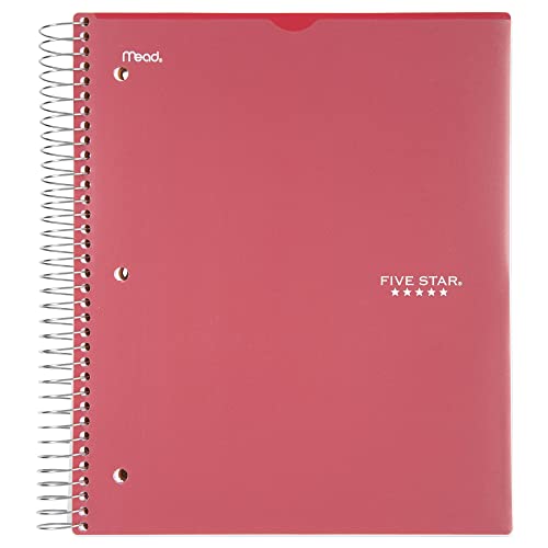 Mead Five Star Notebook + Study App - 5 Subject Notebook College Ruled - Water Resistant Customizable Cover - Spiral Notebook 8.5 X 11-200 Sheets - Assorted Colors - 6 Pack