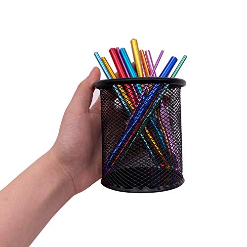 Black Wire Mesh Pen Holder Cup for Desk Office Organizer