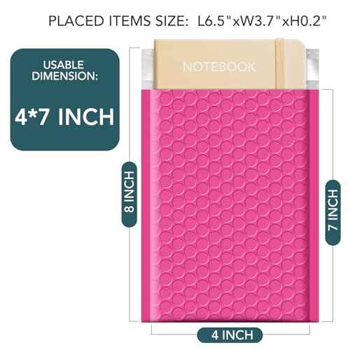 METRONIC 4x8 Bubble Mailers 200Pack, Waterproof Pink Bubble Mailers, Self Seal Padded Envelopes for Small Business Packaging Supplies Padded Mailer Usable Size 4x7