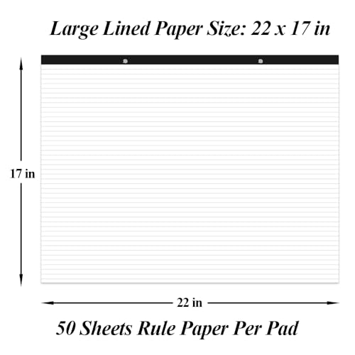 Yaridar (2-Pack) Large Lined Paper Pad - 22" x 17" Ruled Notepad, 100 Sheets/200 Pages Legal Pads, 100 gsm White Paper Notepad Desk Pad for School, Home, Office, Business