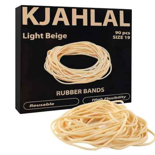 Rubber Band, 90 Pcs Light Beige Rubber Bands, Size 19 Strong Elastic Band Loop Office Supplies, Suitable for Office School Home