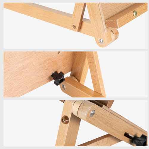 Falling in Art Beechwood Tabletop Easel, Wooden Drawing Board Easel, Adjustable Desktop Easel for Artists and Beginners, Suitable for Painting and Displaying Artwork