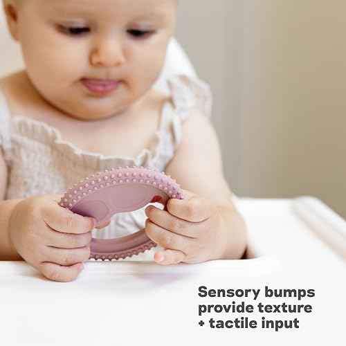 ezpz Oral Development Tools (3 Pack in Sage) - 3 Months+ - Non-Slip Loop, Smile and Stick 100% Silicone Tools - Prepare for Chewing + Solids - Baby-Led Weaning Supplies
