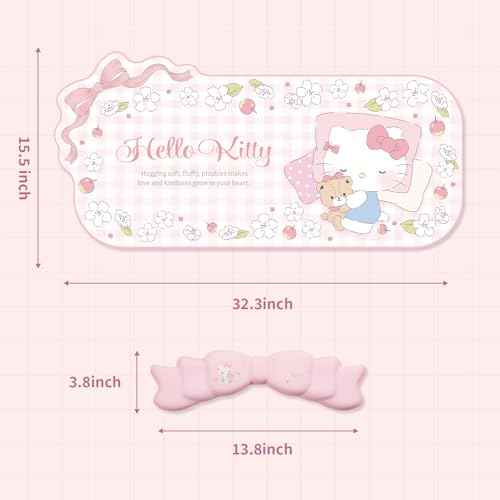Kawaii Anime Mouse Pad Wrist Rest Support Set - Non-Slip Desk Mat and Memory Foam Bowknot Wrist Rest for Keyboard and Mouse,Perfect for Gaming or Home Office Work - FlowerCat