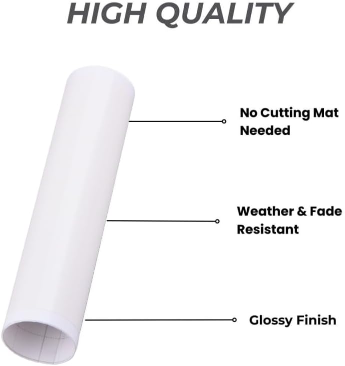 YOFONE Permanent Smart Vinyl for Cricut Joy - No Cutting Mat Required, 5.5in x 120in Roll | White