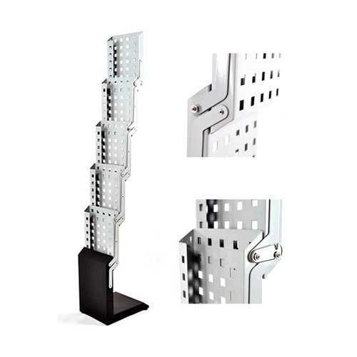 Foldable Magazine Rack Heavy Duty Catalog Literature Brochure Rack Brochure Display Stand Aluminum Portable 5 Pockets for Trade Show Exhibitions Office Retail Store