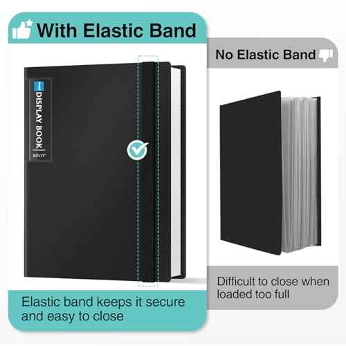 Sooez 4 Pack 72 Pocket Binder with Plastic Sleeves & Elastic Band, Large Capacity 8.5x11 Presentation Book Display 144 Pages, Art Portfolio Document Folder with Clear Sheet Protectors