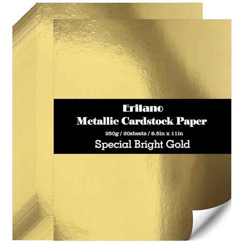 20 Sheets Gold Cardstock Paper 8.5 x 11 Inch, Mirror Finish Gold Foil Sheets - Heavyweight 92lb/250gsm for Scrapbooking, Card Making, Weddings & Birthdays Invitations Party Decoration