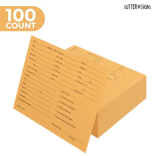 Sutter Signs 9x12 Car Dealership Document Envelopes Pack of 100