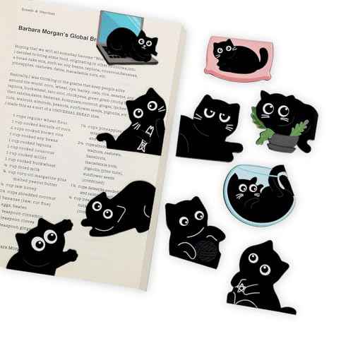 10 Pcs Cat Magnetic Bookmarks Cute Bookmark Black Cats Book Marks Christmas Stocking Stuffers for Reading Women Teens Girls Book Cat Lovers Gifts