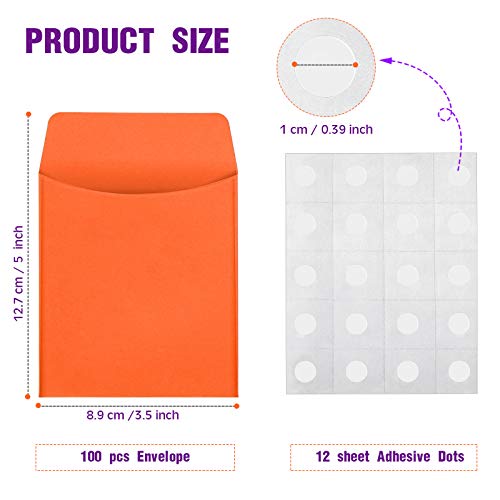 Multi-Color Library Card Pockets with Adhesive Dots - 100 Pack
