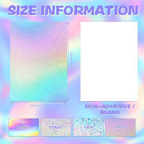 24 Sheets Holographic Cardstock 8.5 x 11, 250gsm/92lb Metallic Cardstock Glitter Shiny Iridescent Mirror Paper Thick Card Stock Paper for Crafts, Card Making, Party Decoration, Scrapbook Supplies