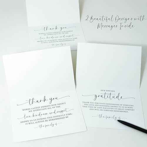Funeral Thank You Cards with Envelopes Message Inside 4¡¿6 Inches 48 Pack, Sympathy Thank You Cards for Funeral Bereavement