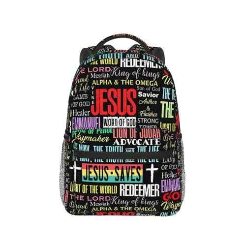 Jesus Cross Laptop Backpack for Travel Lightweight Bookbag Large Capacity Christian Bag Casual Daypack