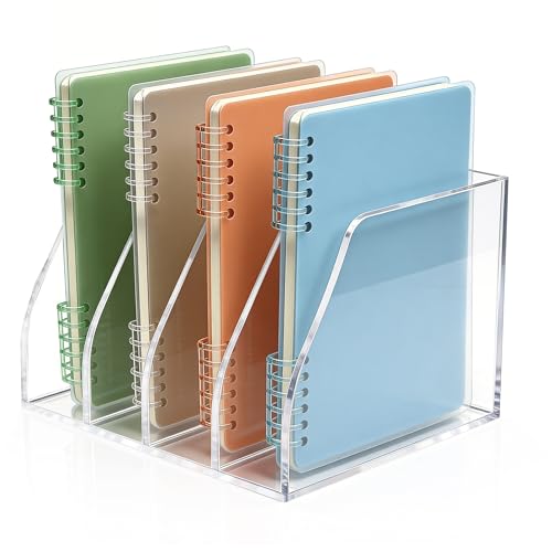 AIDIMOO B5 4-Section Clear Acrylic Magazine File Holder, Desk Organizer