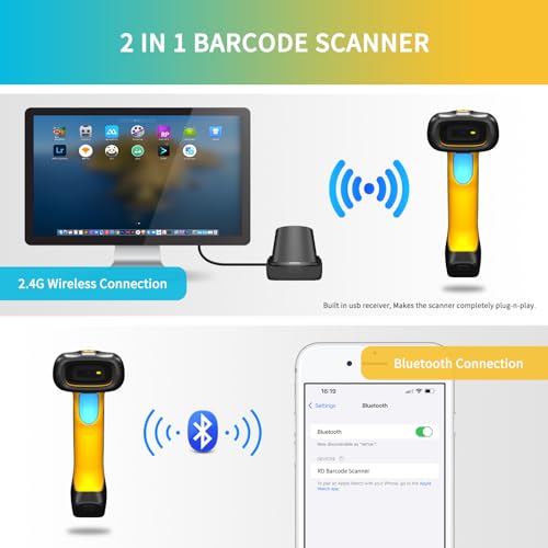 NETUM RD-1200 Upgraded Industrial Bluetooth QR Barcode Scanner with Charging Dock