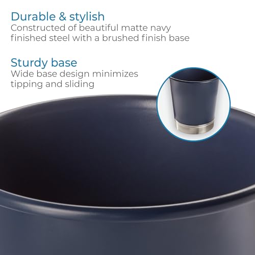 iDesign Small Round Bathroom Trash Can - Black/Chrome