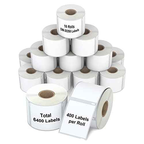 6400 Pcs 2-1/8" x 2-3/4" Labels Replacement Work with Dymo 30258 Shipping Labels (NOT FIT Dymo 550 & 5XL), Misofuki 16 Rolls Waterproof Direct Thermal Labels Used with Labelwriter 450, 450 Turbo, 4XL