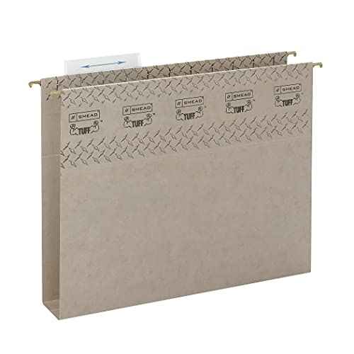 Smead TUFF Extra Capacity Box Bottom Hanging Folder, 2" Expansion, 1/3-Cut Easy Slide Tab, Letter Size, Steel Gray, 18 Per Box (64240)