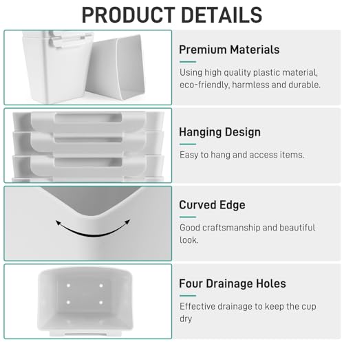 LEZIOA White 5-Pack Hanging Cup Holders for Rolling Carts & Storage