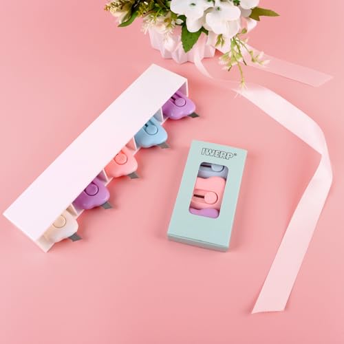 IWERP 3 Pack Mini Cloud Keychain Box Cutter - Retractable Letter Opener