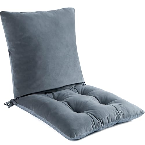 ALIBO Extra Large Recliner Low Back Lumbar Support Pillow and Tufted Seat Cushion Set with Adjustable Straps,Wood Rocking Chair/Egg Chair Swing Nonslip Highback Backrest with Ties
